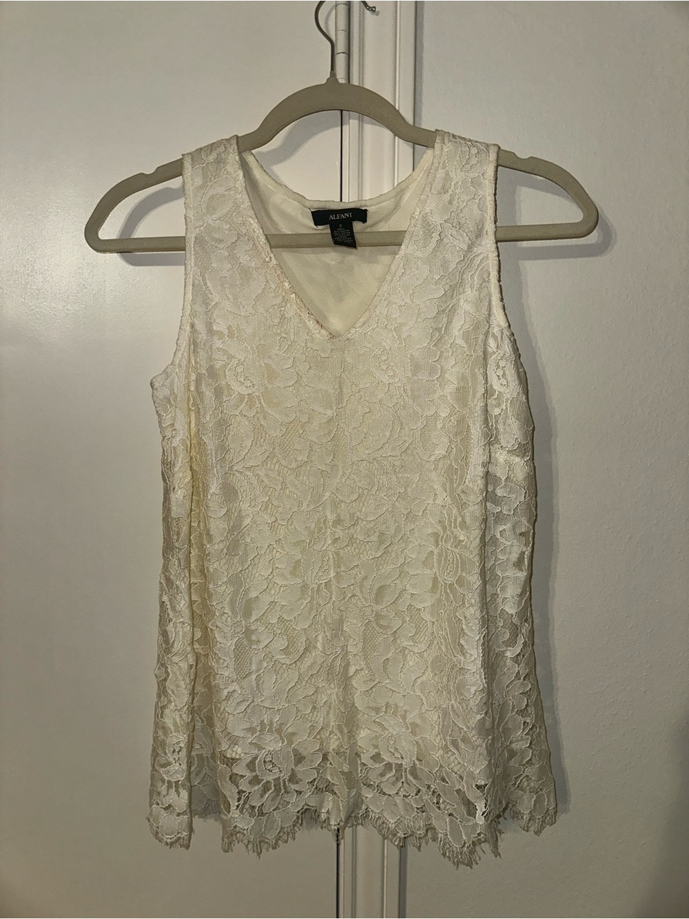 Alfani white Lace V-Neck Sleeveless Blouse